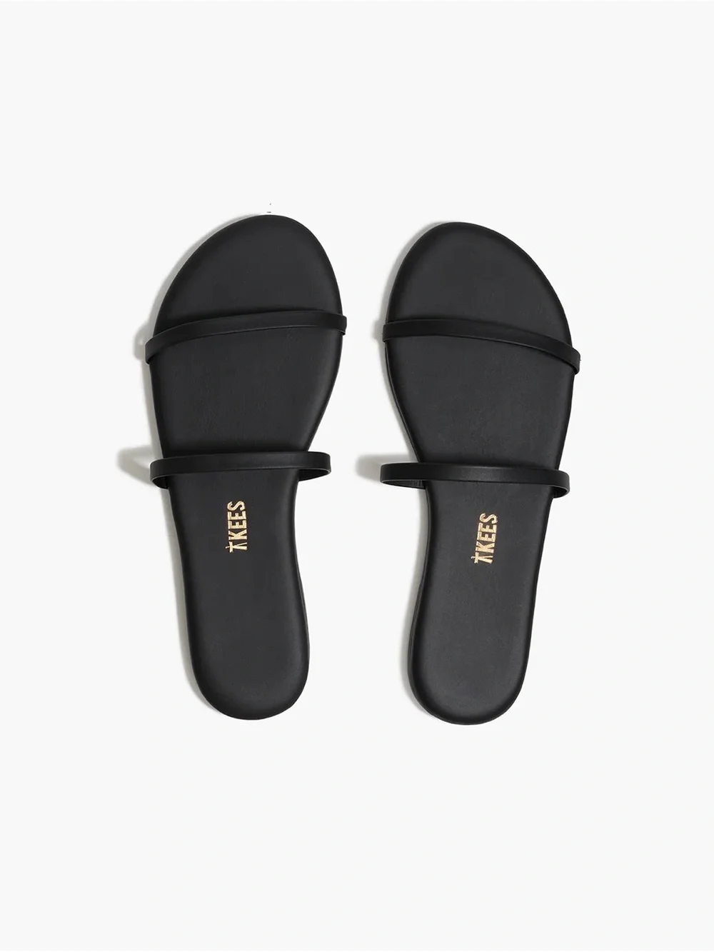 TKEES Black Double-Strap Slide Sandals with Minimal Straps